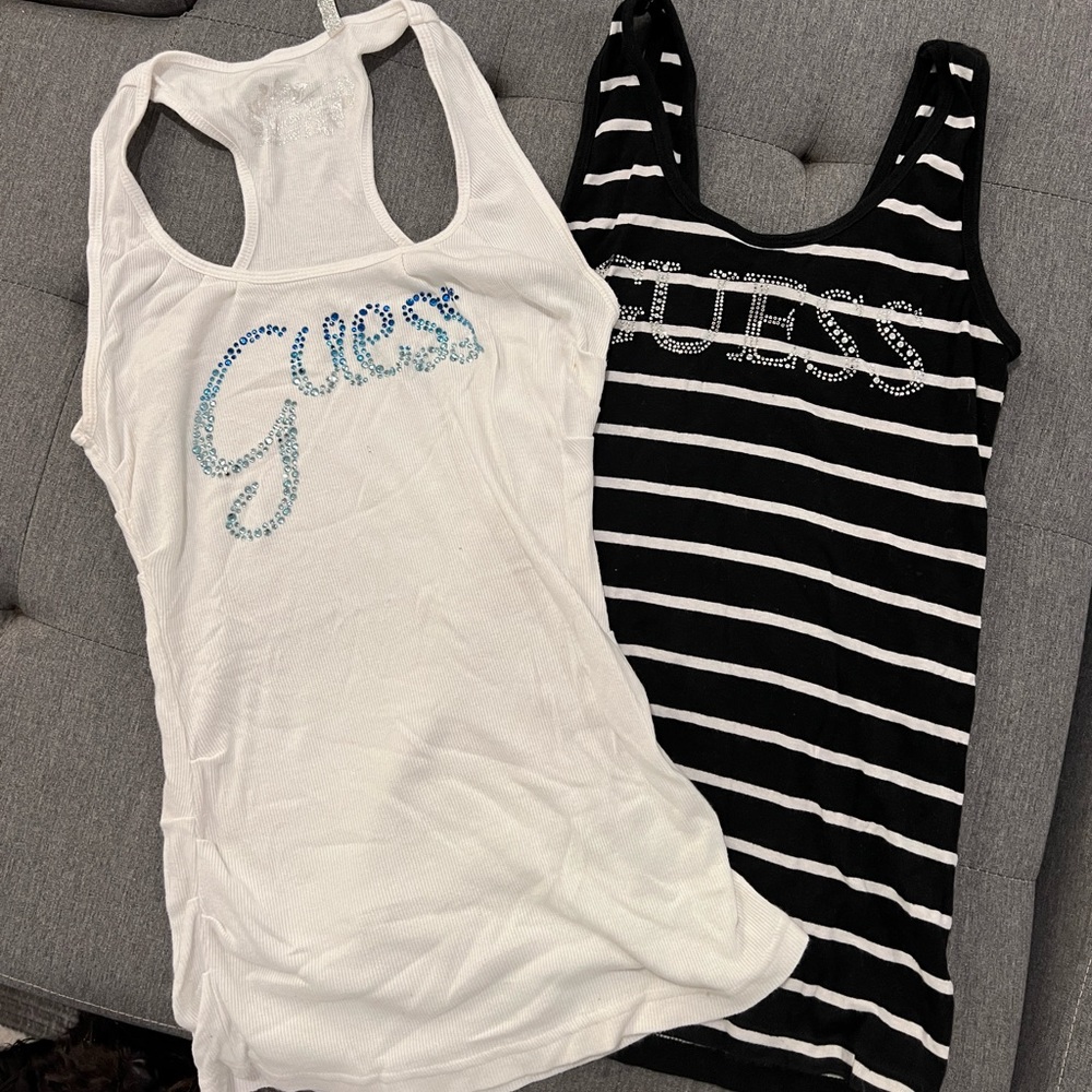 Guess y2k rhinestone thank top bundle (2)